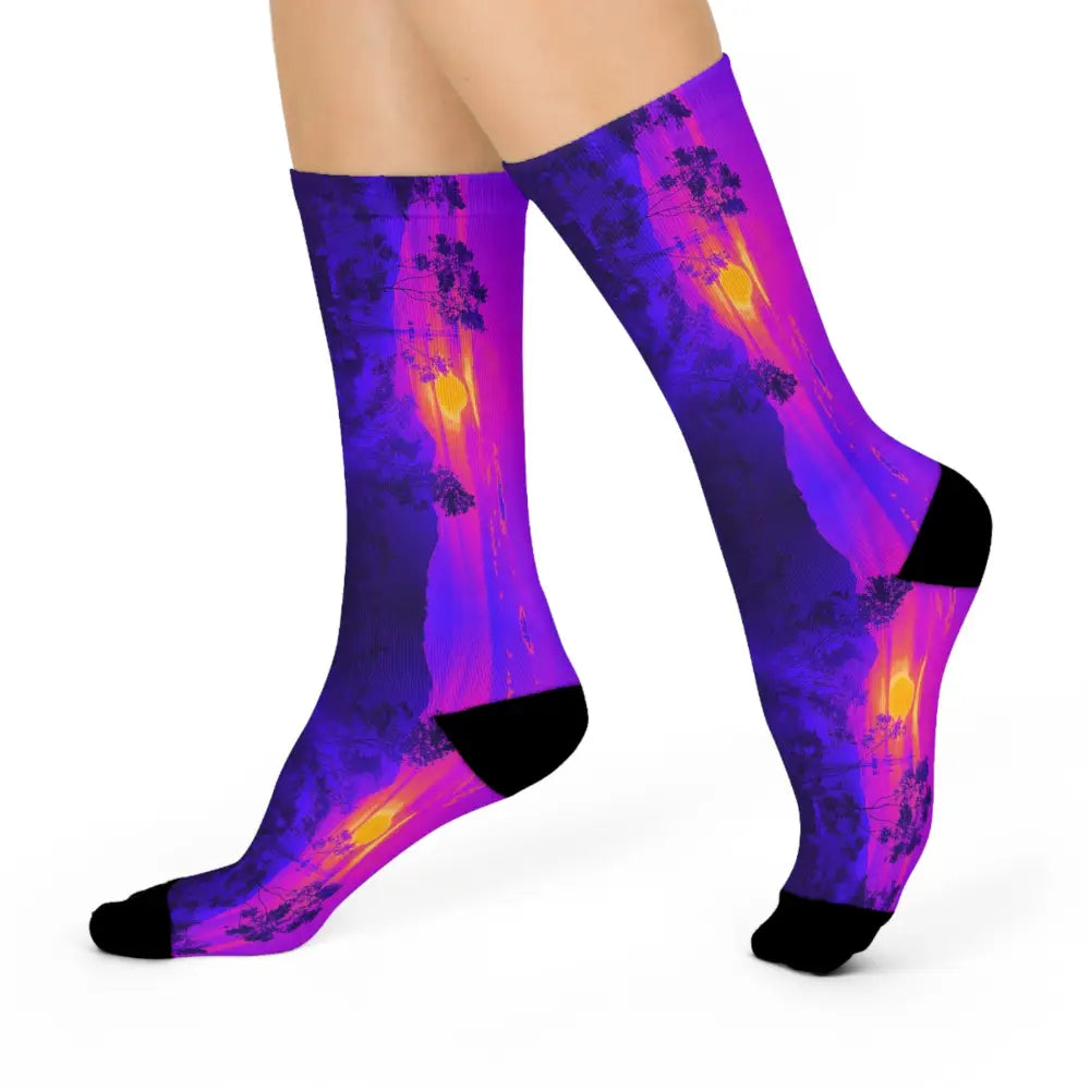 ’Electric Desert’ Technicolor Designer Cushioned Crew Socks - White / One size / 3/4 Crew - All Over Prints