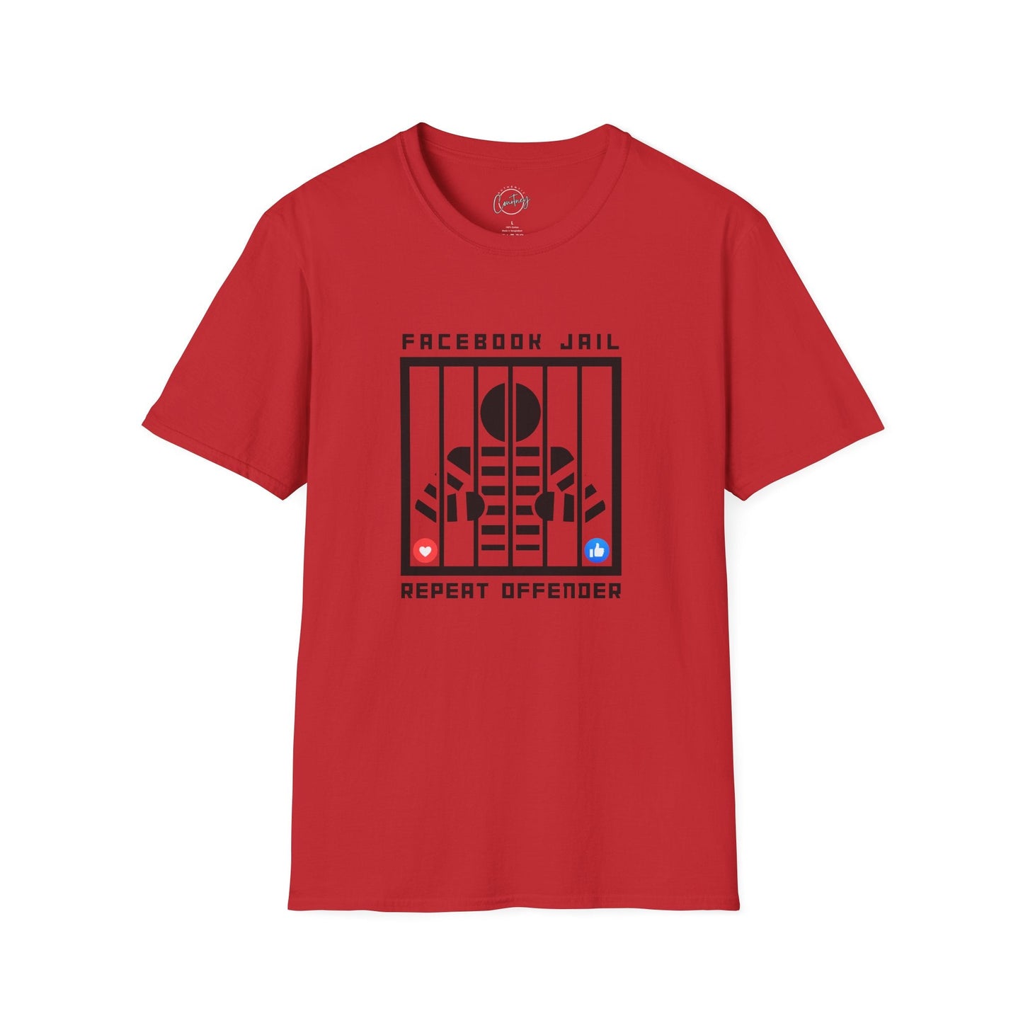 Facebook Jail Repeat Offender T-shirt | Man Behind Bars Design | Funny Social Media Protest Shirt | Get Banned in Style