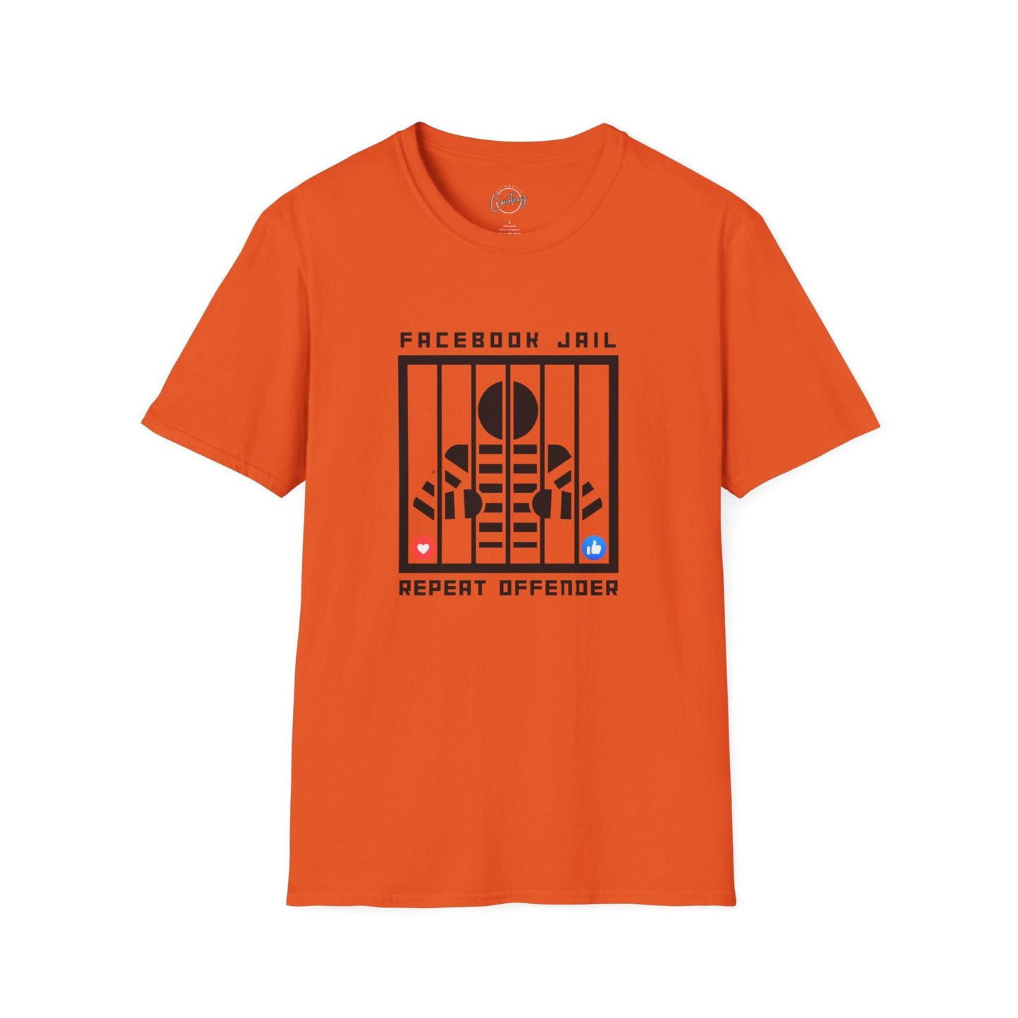 Facebook Jail Repeat Offender T-shirt | Man Behind Bars Design | Funny Social Media Protest Shirt | Get Banned in Style