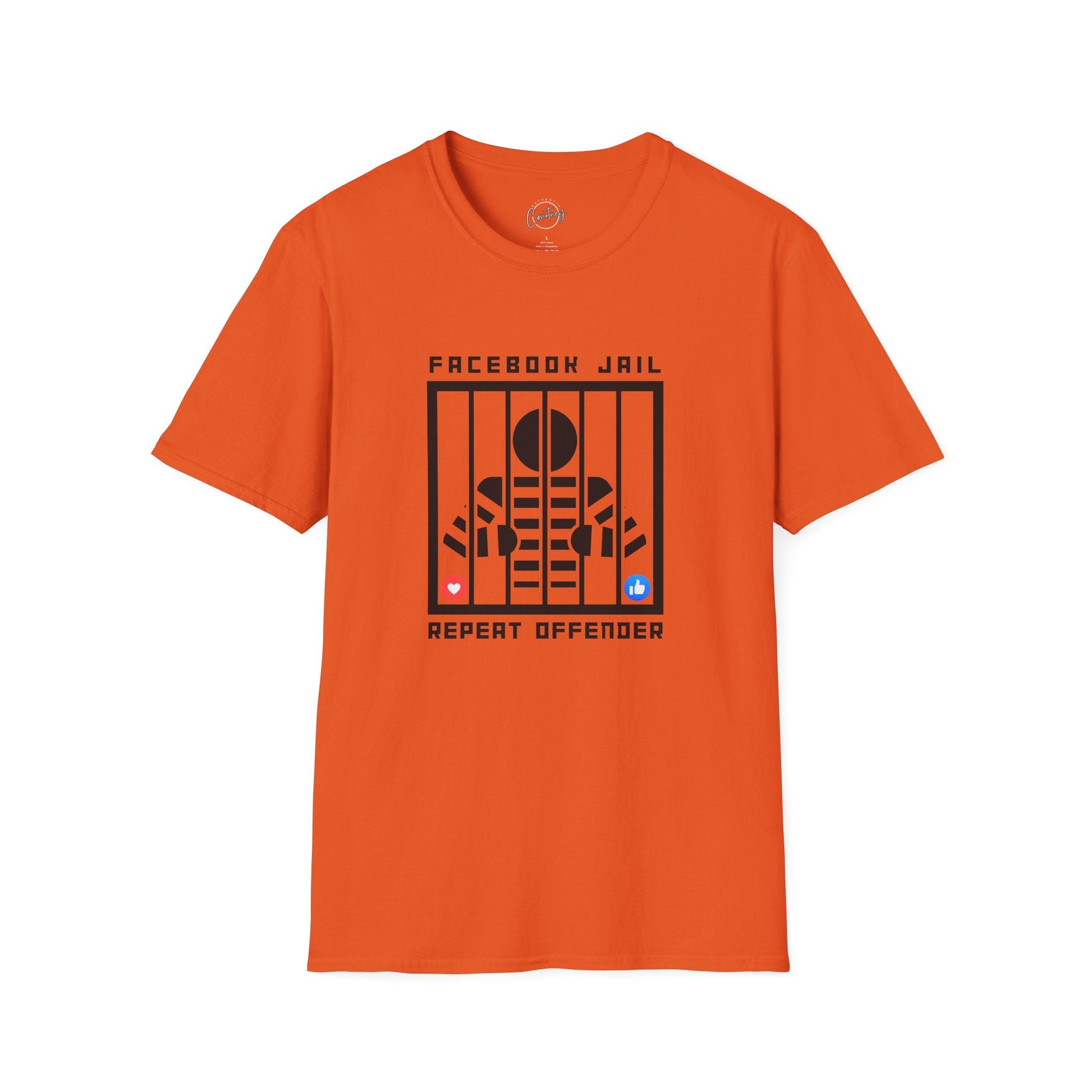 Facebook Jail Repeat Offender T-shirt | Man Behind Bars Design | Funny Social Media Protest Shirt | Get Banned in Style