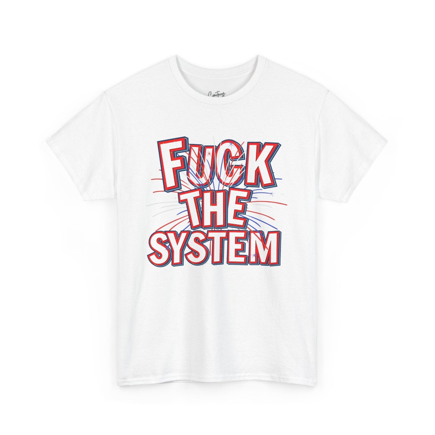 Fuck the System Patriotic T-Shirt | Fireworks Graphic | Bold Independence Tee - White / S - T-Shirt