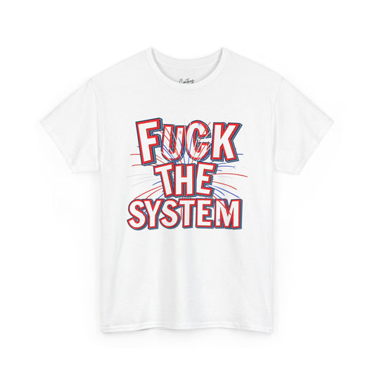 Fuck the System Patriotic T-Shirt | Fireworks Graphic | Bold Independence Tee - White / S - T-Shirt