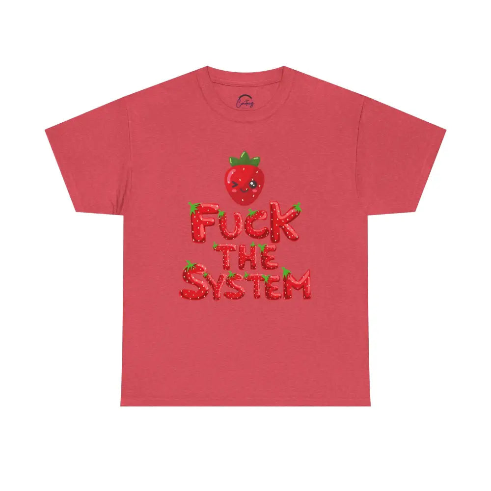 Fuck the System Strawberry Tshirt - Heather Red / S - T-Shirt