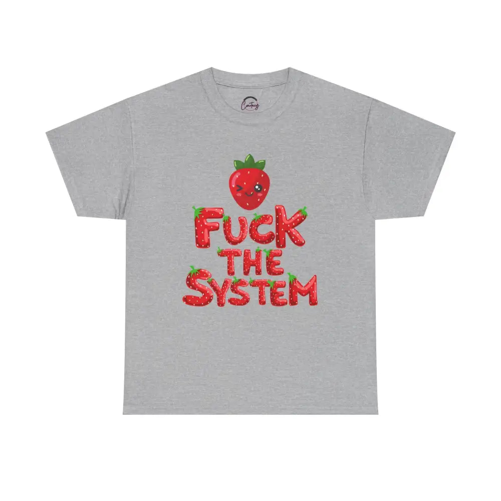 Fuck the System Strawberry Tshirt - Sport Grey / S - T-Shirt