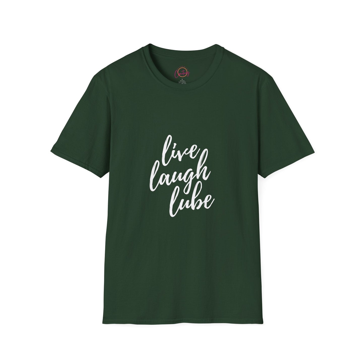 Funny Live Laugh Lube T-Shirt Unisex Softstyle Tee Humor Apparel Gift for Couples Casual Wear Birthday Present - S