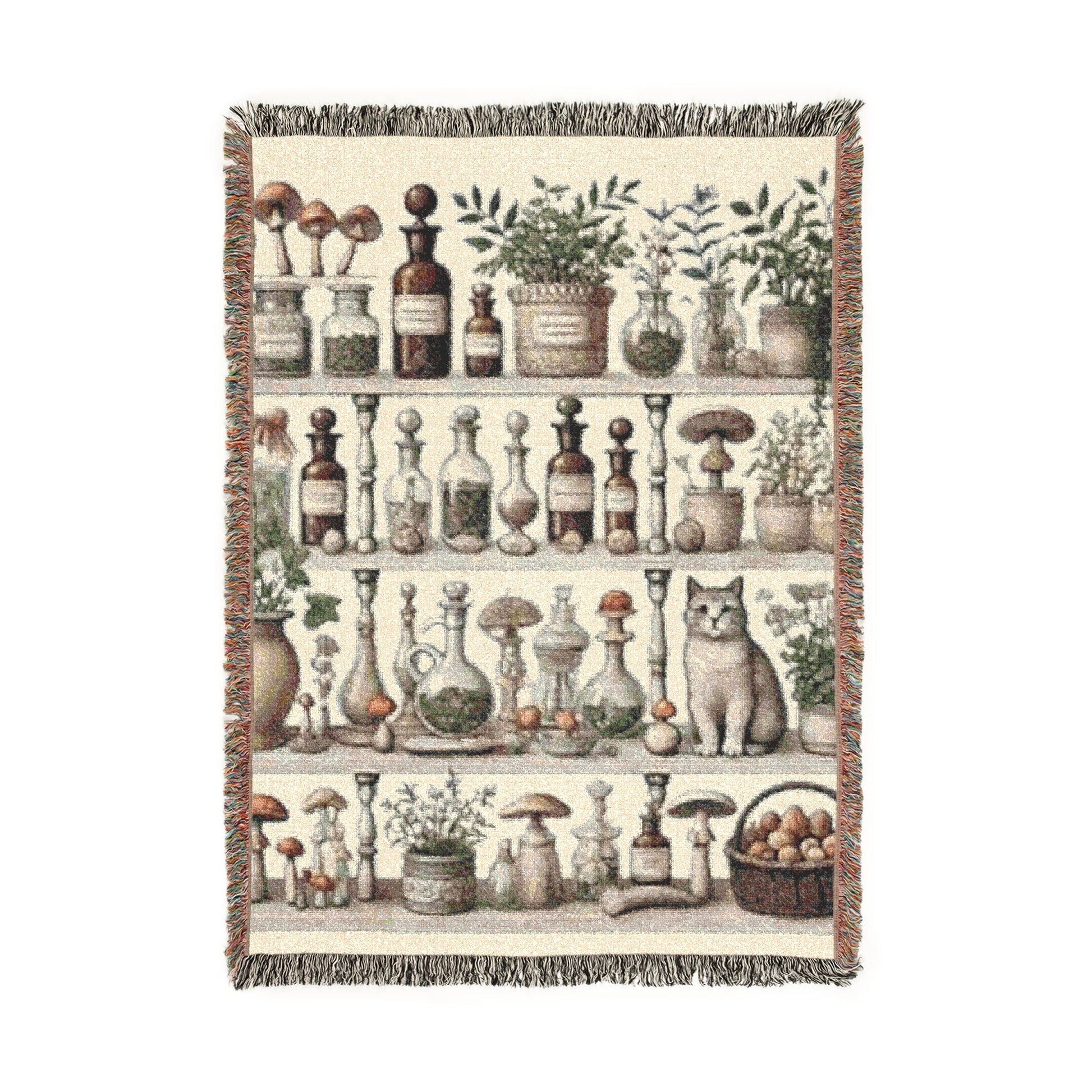 Herbal Apothecary – Woven Blanket Artwork / 52’’ × 37’’ Home Decor