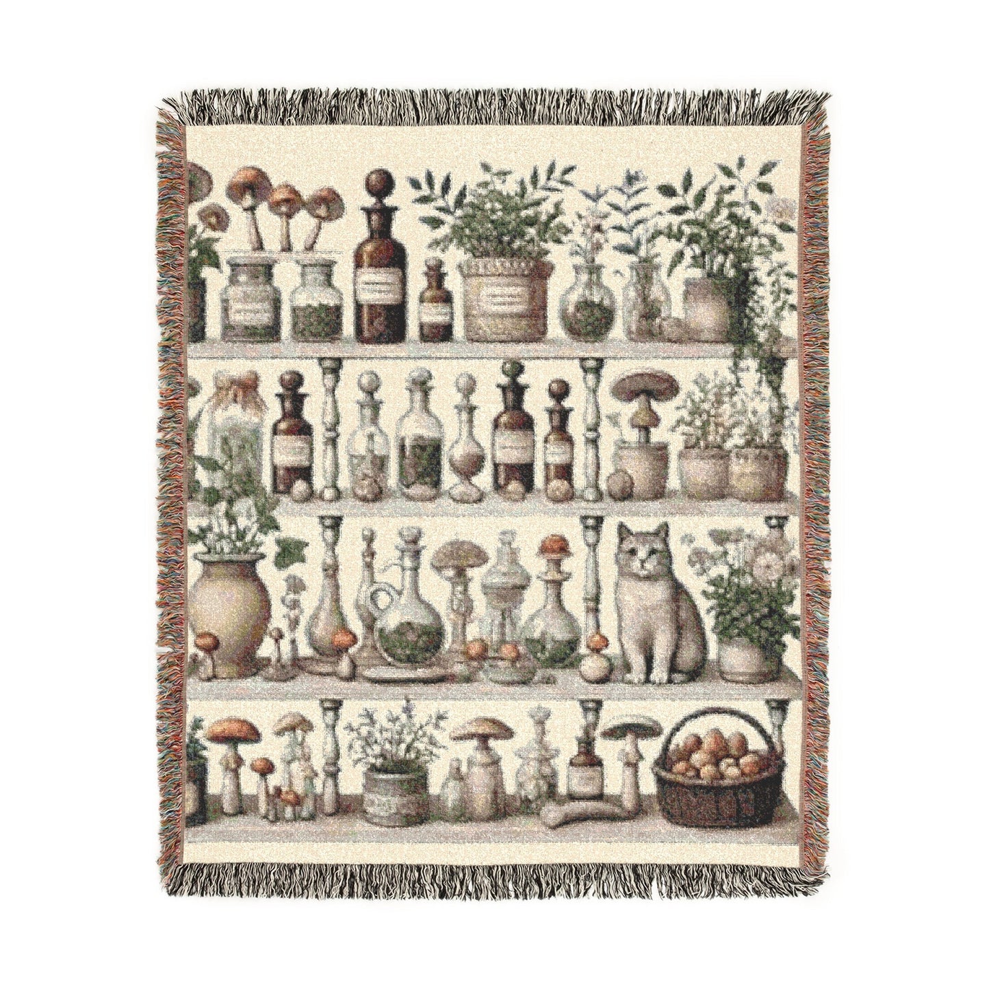 Herbal Apothecary – Woven Blanket Artwork / 60’’ × 50’’ Home Decor