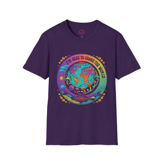 “I’m Here to Change the World” Tee – Psychedelic Soul Edition - S / Purple - T-Shirt
