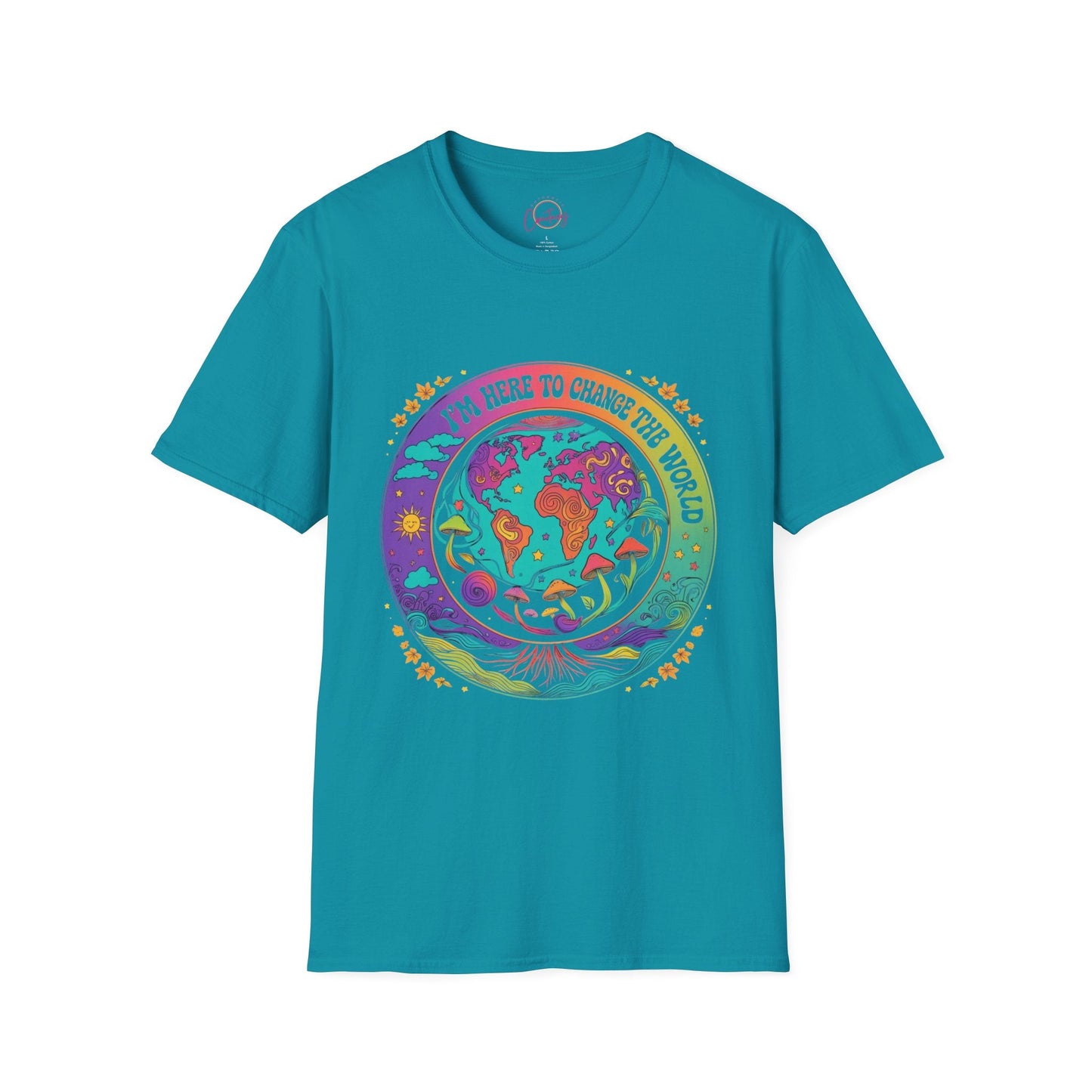 “I’m Here to Change the World” Tee – Psychedelic Soul Edition - S / Tropical Blue - T-Shirt