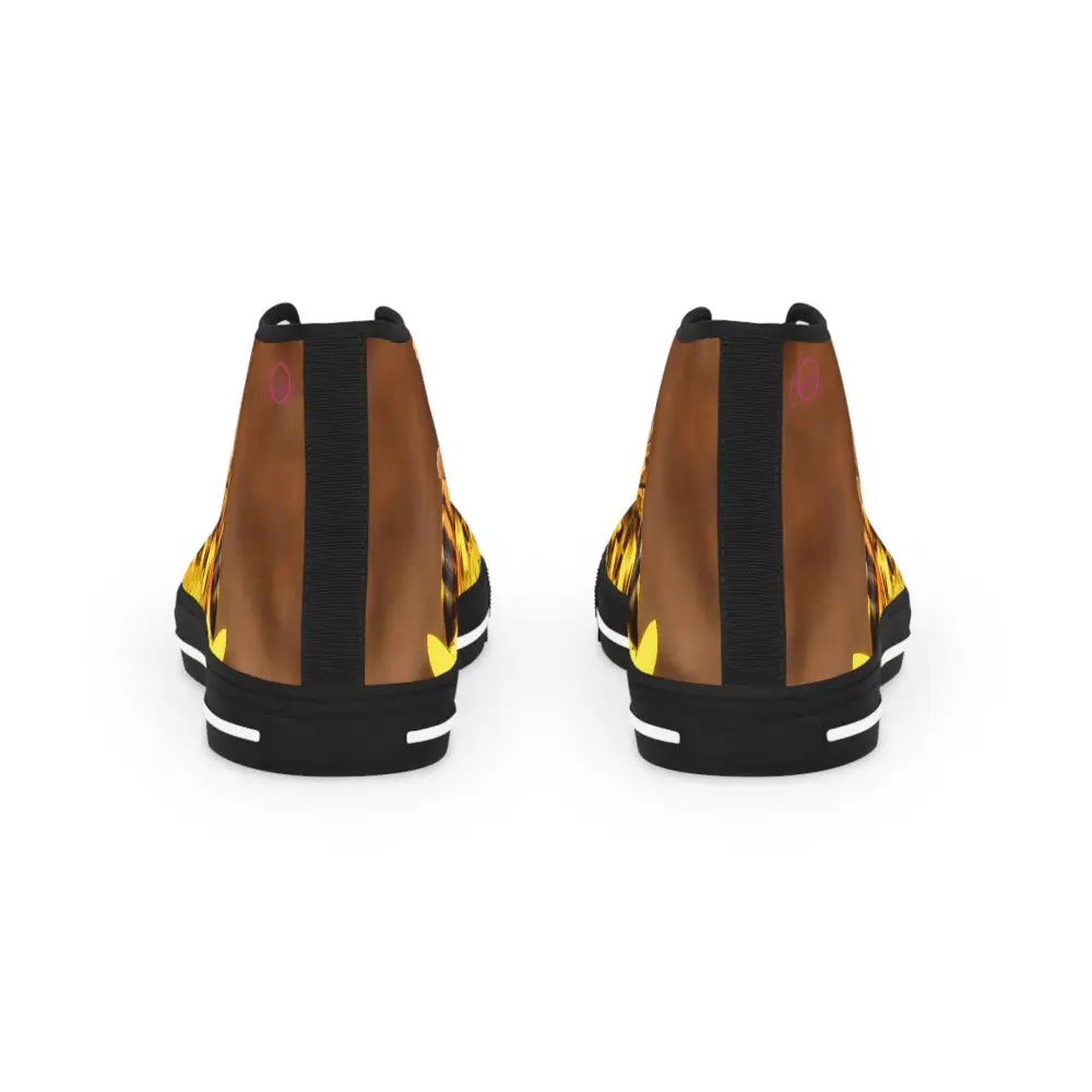 Killer Bee Golden Nectar Men’s High-Top Sneakers rear view in black