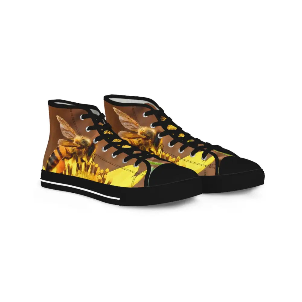 One of Kind Killer Bee 'Golden Nectar' Artsy Shoes Men’s High-Top Sneaker with Black Soles