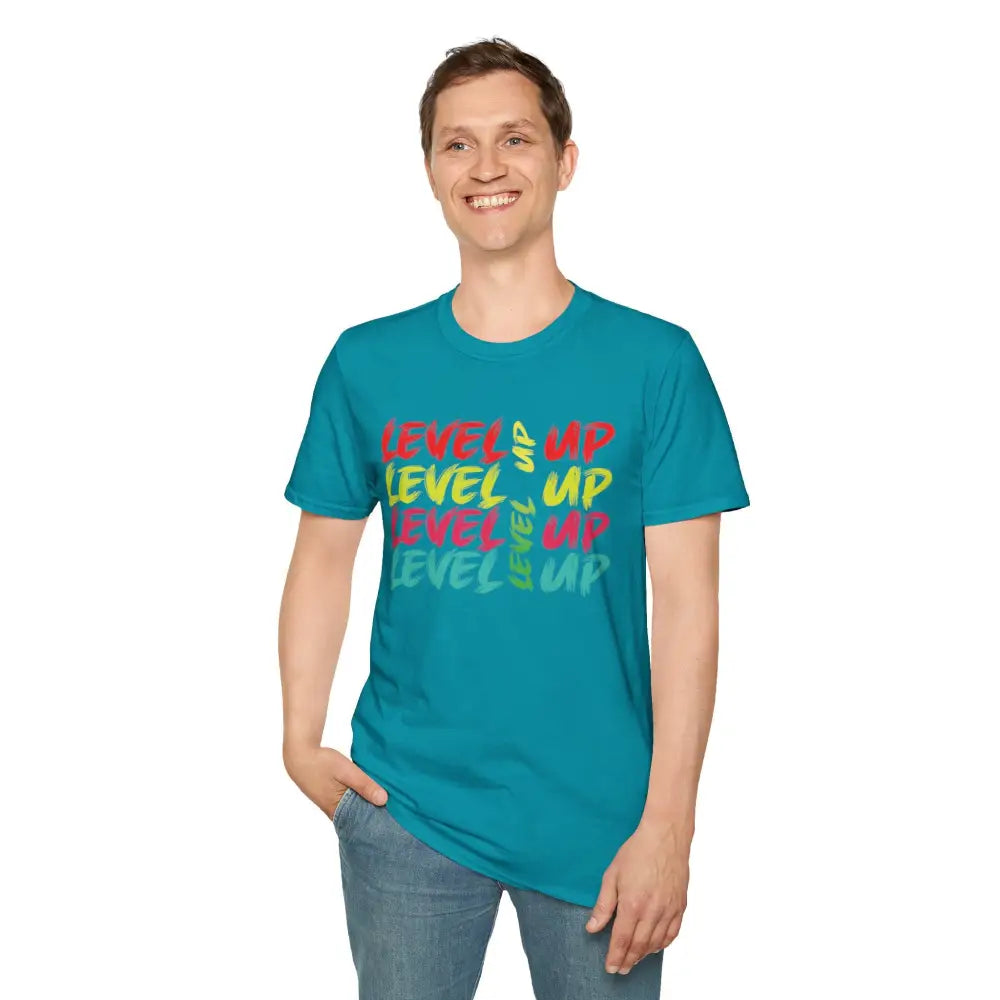 Level up tshirt | Level up teeshirt - Tropical Blue / S - T-Shirt