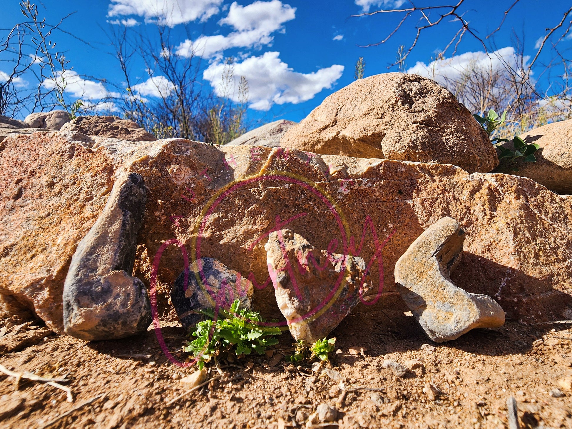 Love Rocks Fairbank Blue Sky Desert Rocks Photography Download