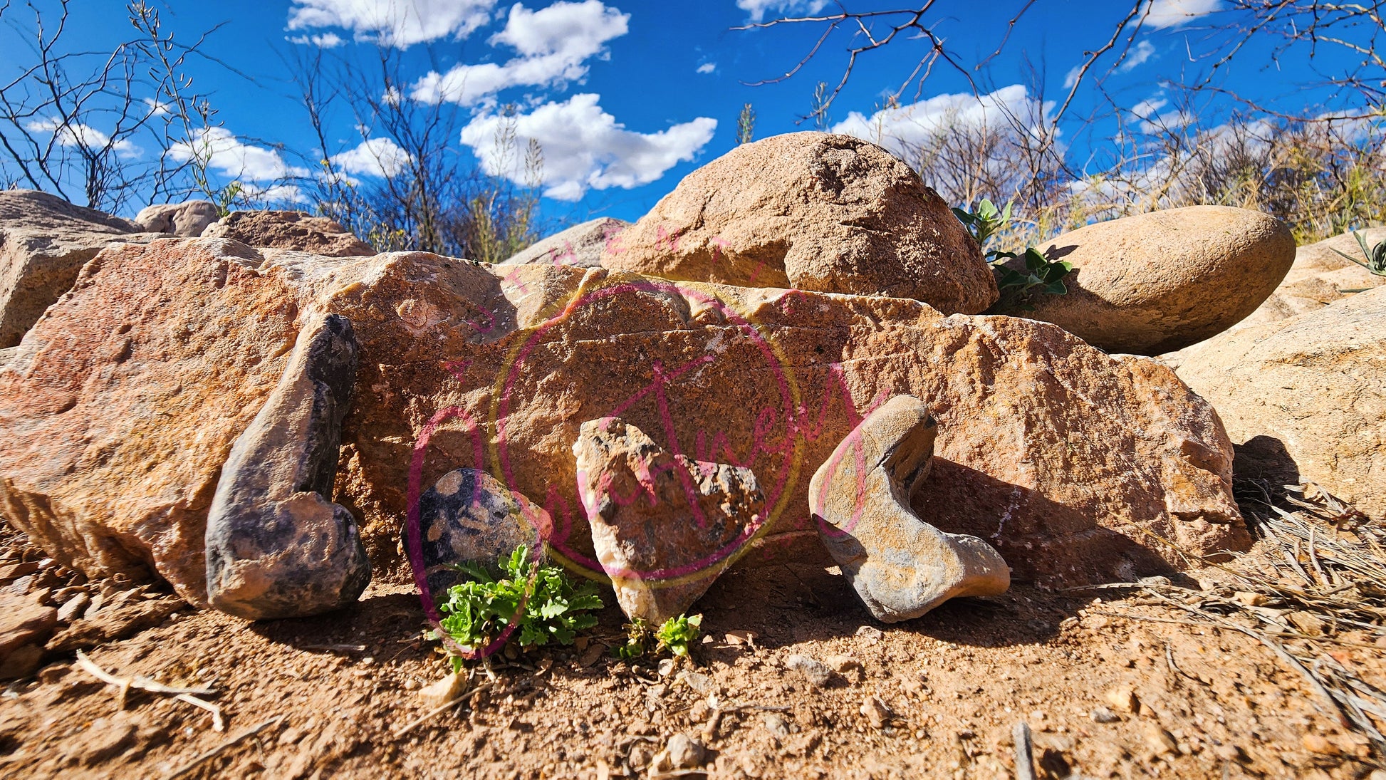 Love Rocks Fairbank Blue Sky Desert Rocks Photography Download