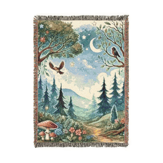 Midnight Forest – Woven Blanket Artwork / 52’’ × 37’’ Home Decor
