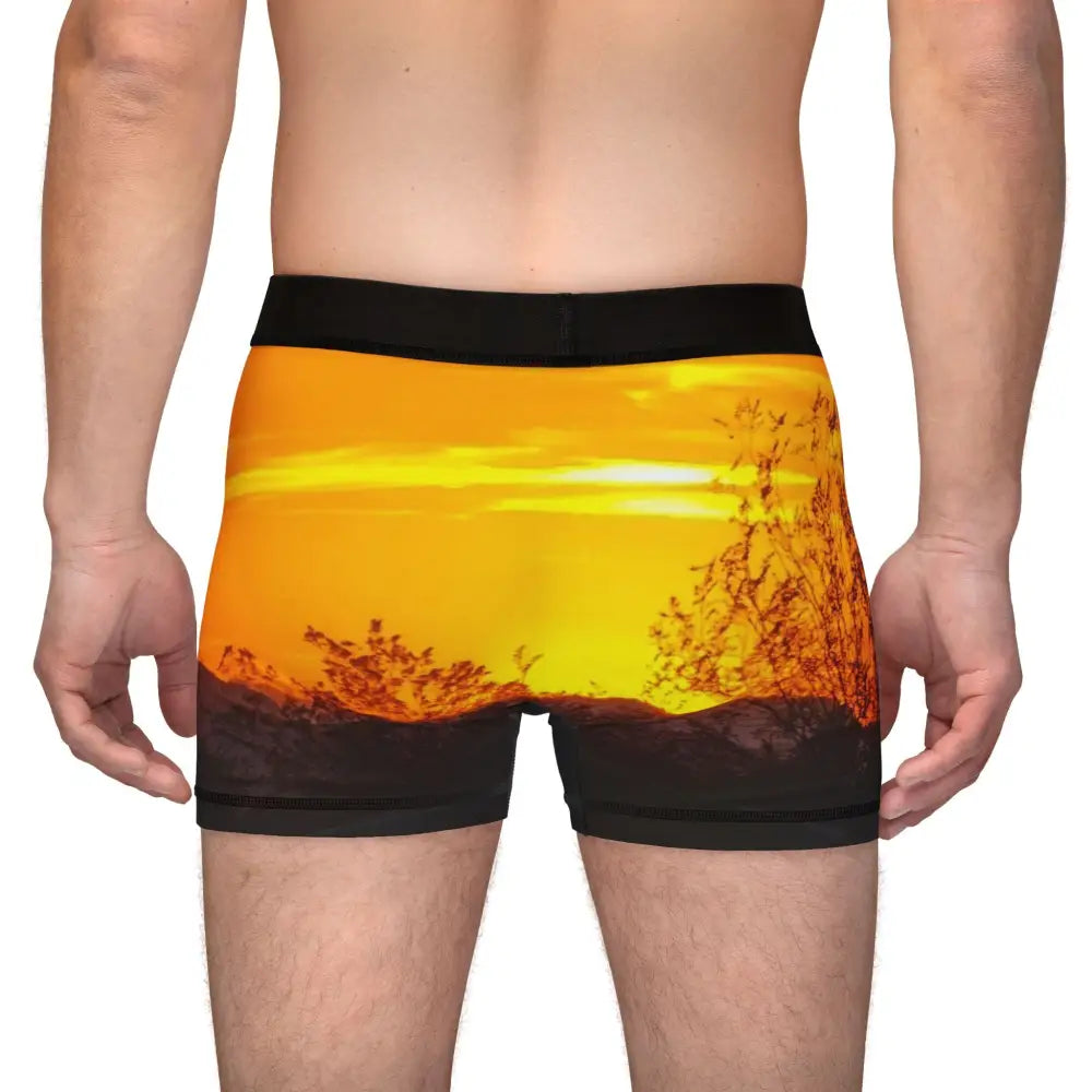’Nevada Desert Sunset’ Boxer Briefs: Your Golden Ticket to Comfort - All Over Prints