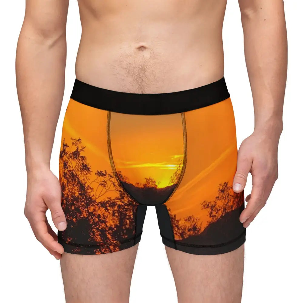’Nevada Desert Sunset’ Boxer Briefs: Your Golden Ticket to Comfort - All Over Prints