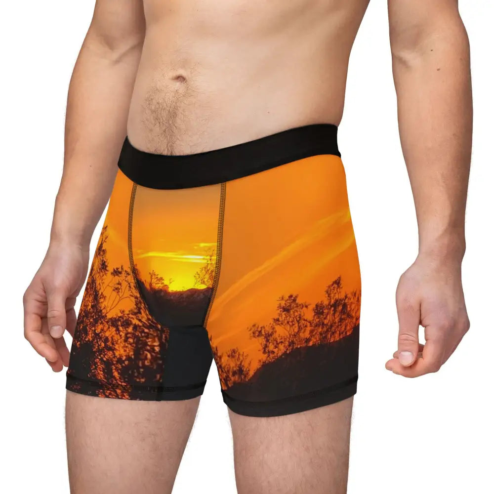 ’Nevada Desert Sunset’ Boxer Briefs: Your Golden Ticket to Comfort - All Over Prints