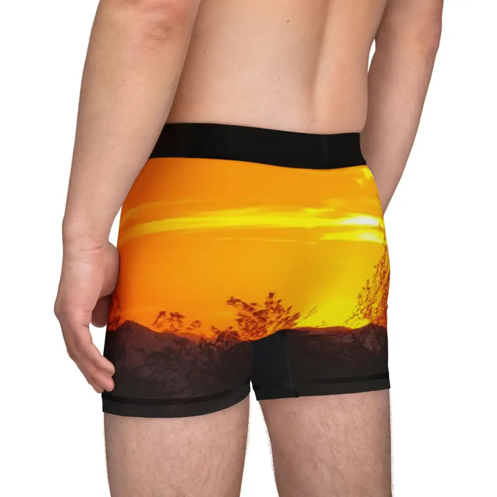 ’Nevada Desert Sunset’ Boxer Briefs: Your Golden Ticket to Comfort - All Over Prints