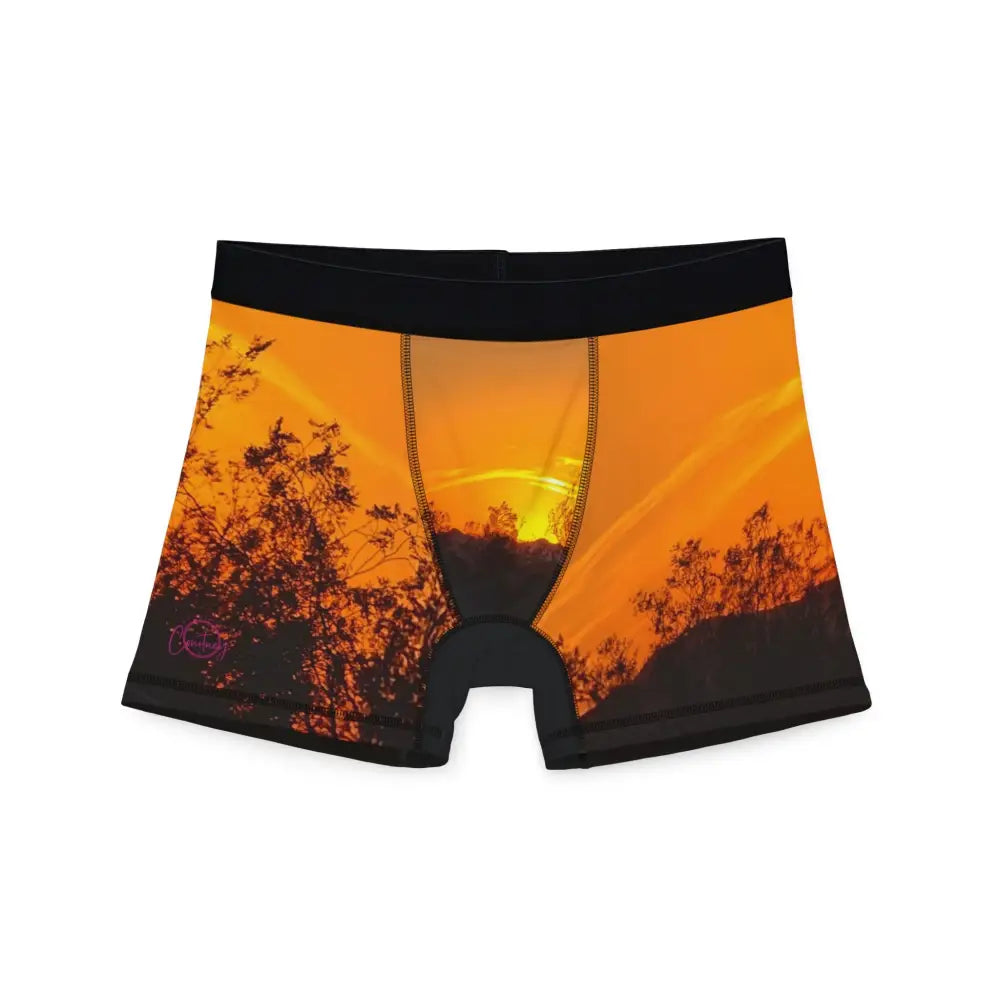 ’Nevada Desert Sunset’ Boxer Briefs: Your Golden Ticket to Comfort - S / Black stitching - All Over Prints