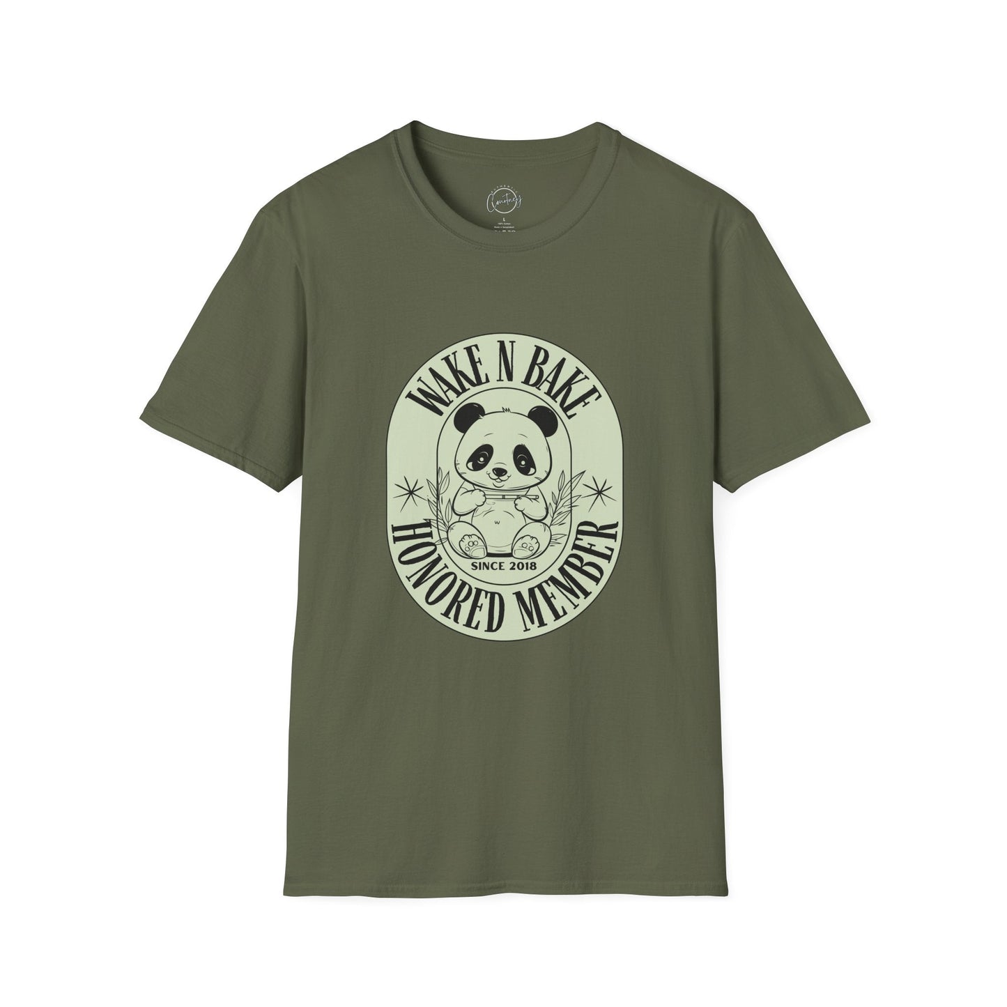Panda Bear ’Wake and Bake’ Honored Member T-shirt | Funny Cannabis Shirt | Cool Panda Design Tee | Stoner Apparel - S