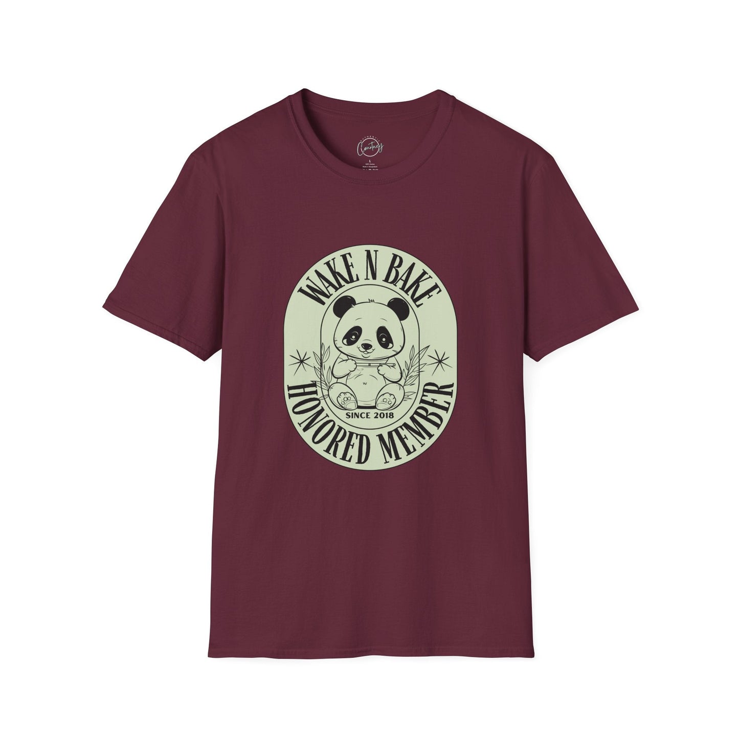 Panda Bear ’Wake and Bake’ Honored Member T-shirt | Funny Cannabis Shirt | Cool Panda Design Tee | Stoner Apparel - S