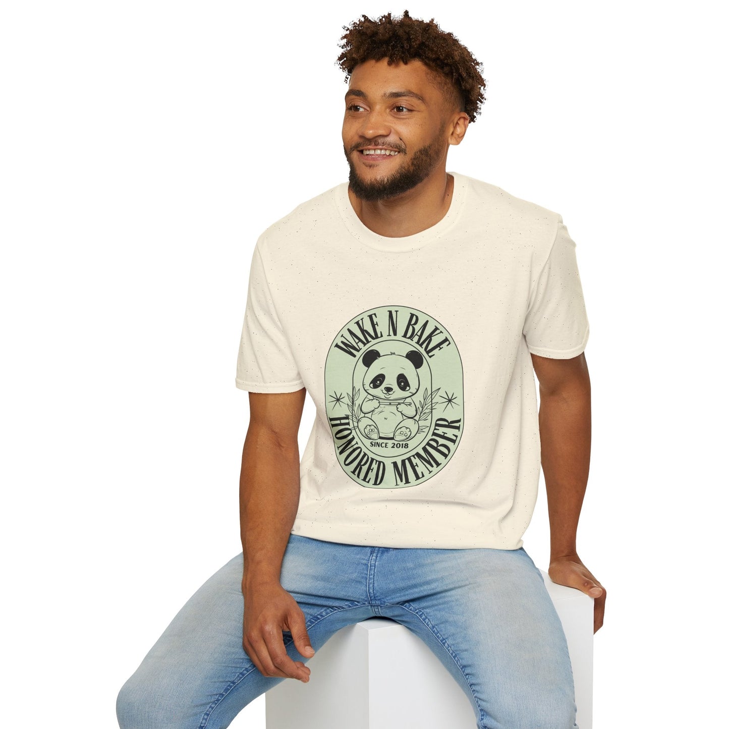 Panda Bear ’Wake and Bake’ Honored Member T-shirt | Funny Cannabis Shirt | Cool Panda Design Tee | Stoner Apparel