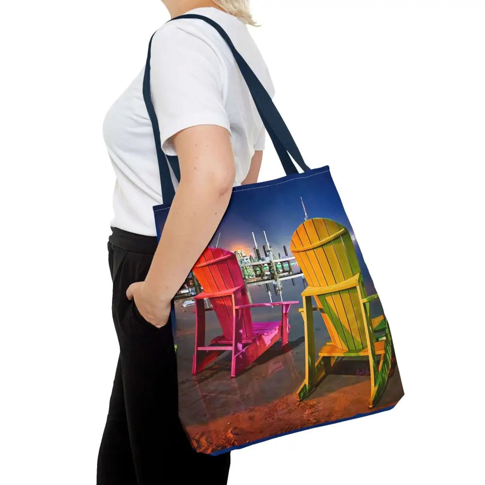 Pensacola Bay Beach Chair Breeze - Authentic Courtney Photography Tote Bag