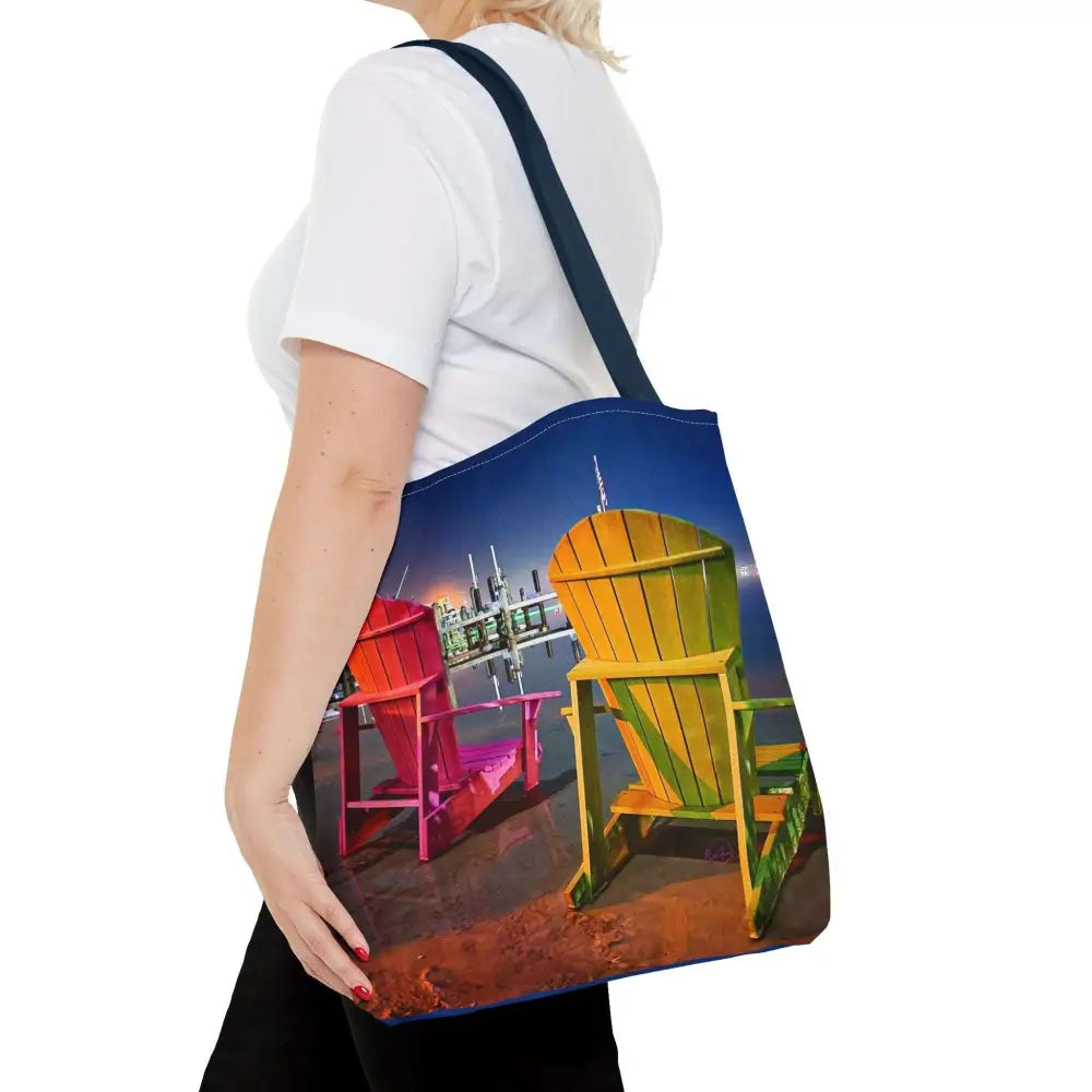 Pensacola Bay Beach Chair Breeze - Authentic Courtney Photography Tote Bag