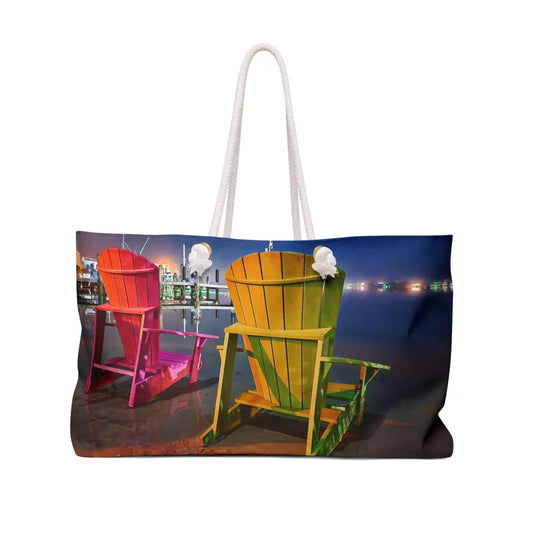 'Pensacola Bay Beach Chair Breeze' Original Photography Weekender Bag