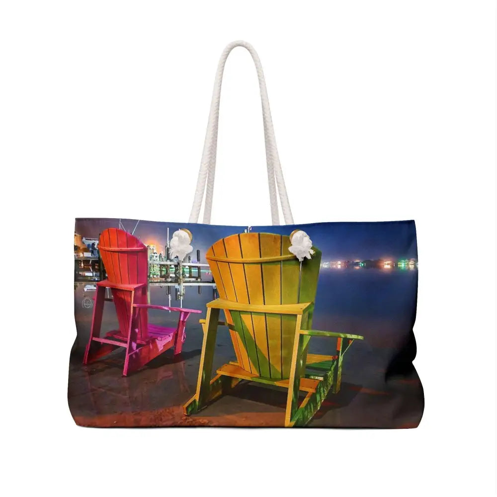 'Pensacola Bay Beach Chair Breeze' Original Photography Weekender Bag