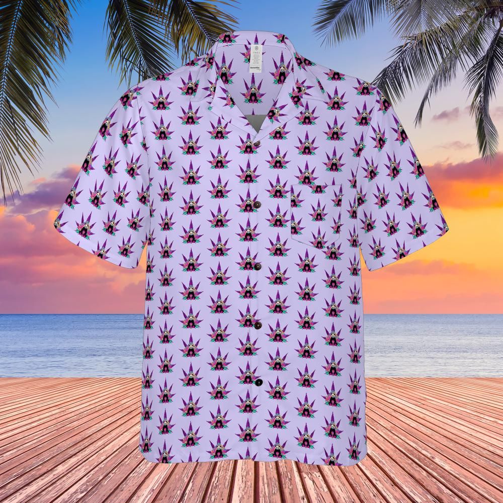 Psychedelic Panda Cannabis Mushroom Hawaiian Shirt - Festival Print - S