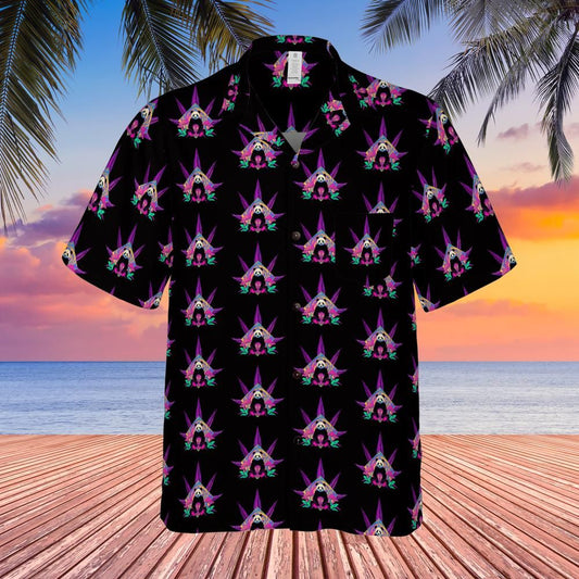Psychedelic Panda Hawaiian Shirt - Trippy Art Print Button-Up - S