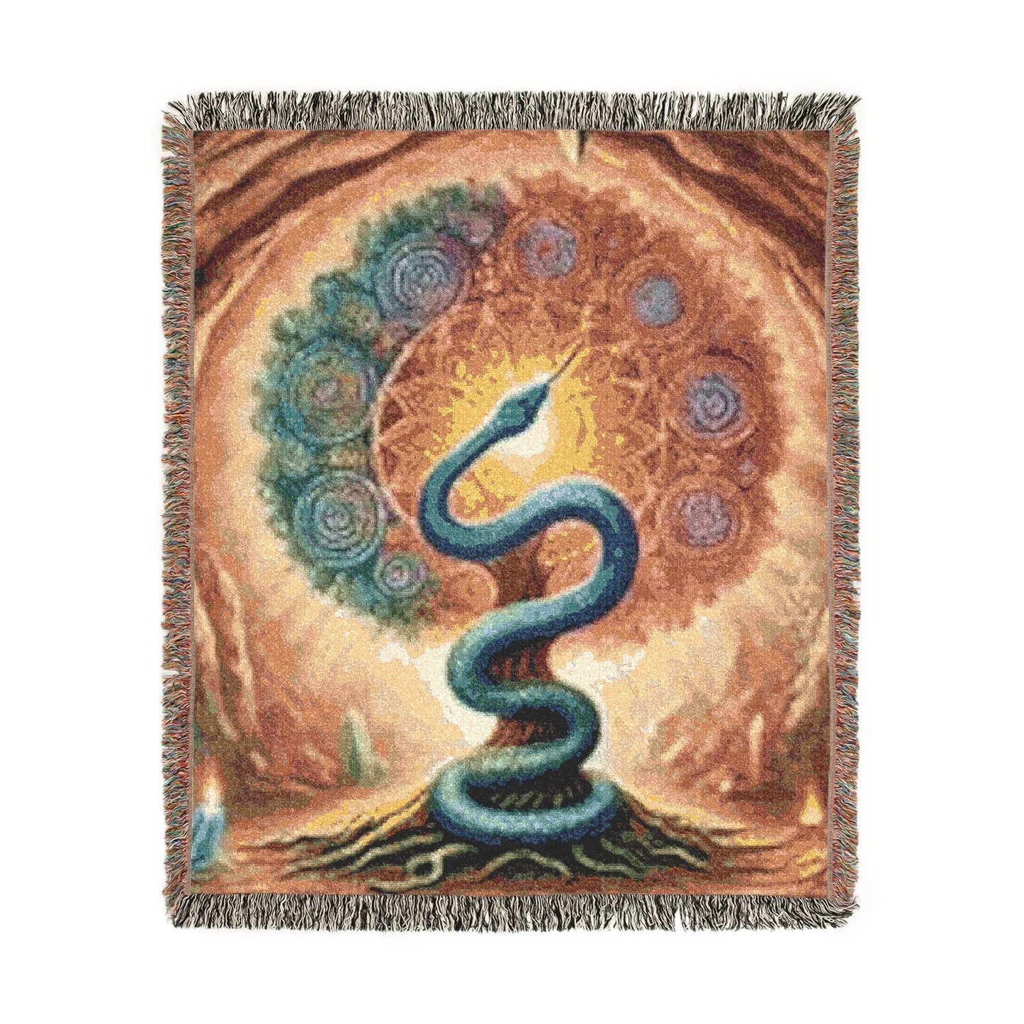 Serpent Awakening – Woven Blanket Artwork / 60’’ × 50’’ Home Decor