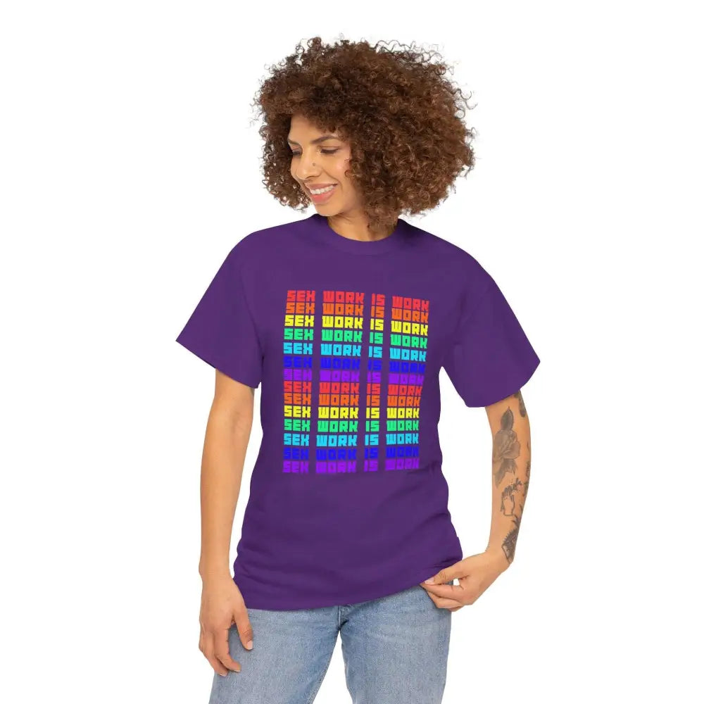 Sex Work Is Work T-Shirt | Bold Repeating Colorful Design