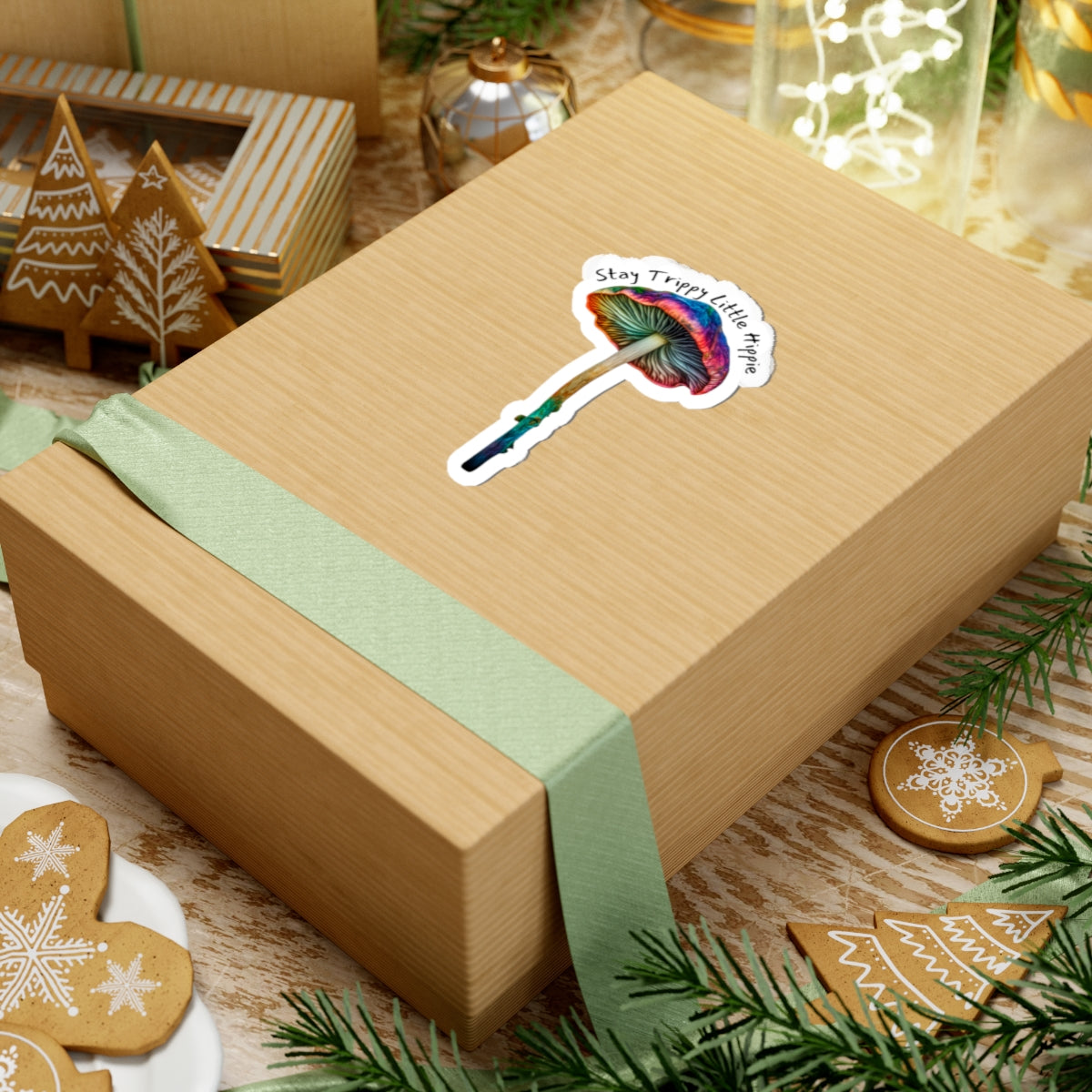 Stay Trippy Little Hippie Mushroom Sticker | Colorful Vinyl Stickers for Free Spirits | Perfect for Laptops Water