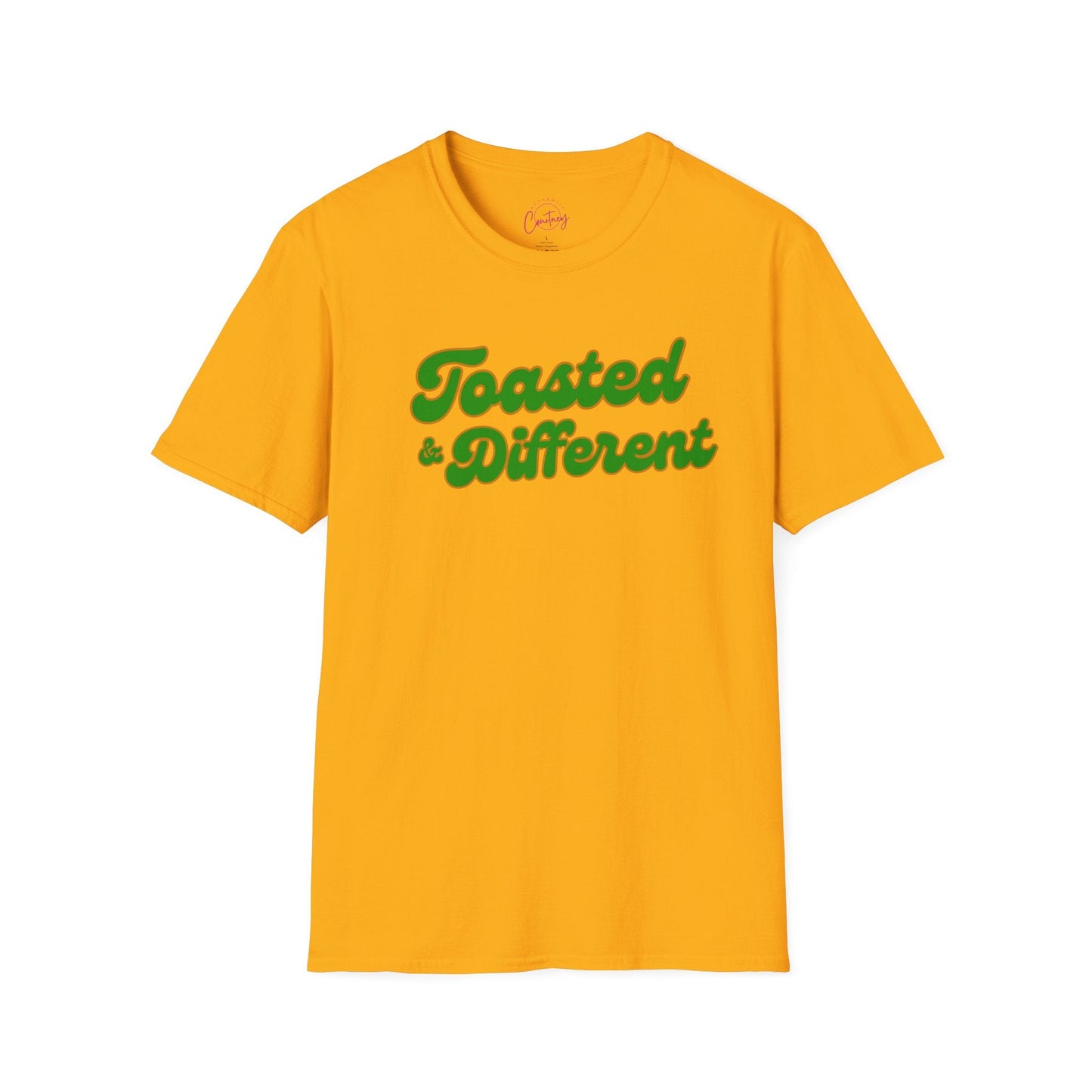 Toasted & Different Unisex Softstyle T-Shirt – Casual Fun Vibe for Everyday Wear - S / Gold - T-Shirt