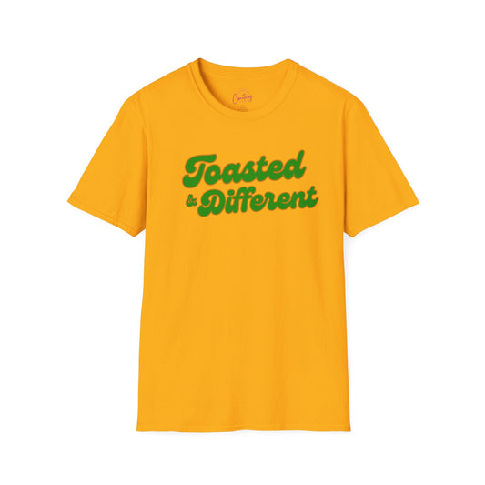 Toasted & Different Unisex Softstyle T-Shirt – Casual Fun Vibe for Everyday Wear - S / Gold - T-Shirt