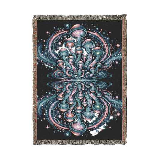 Trippy Mushroom Cluster Woven Blanket Artwork / 52’’ × 37’’ Home Decor