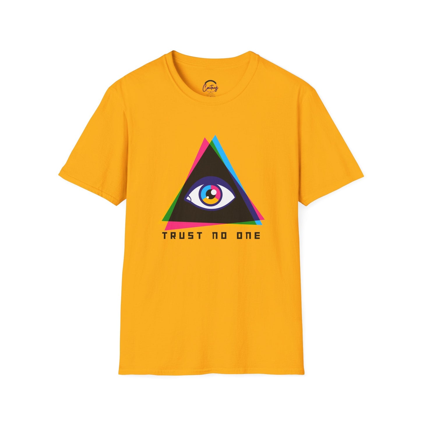 Trust No One Evil Eye Illuminati Novelty T-Shirt | Conspiracy Theory Shirt | Mystic Eye Tee - S / Gold - T-Shirt