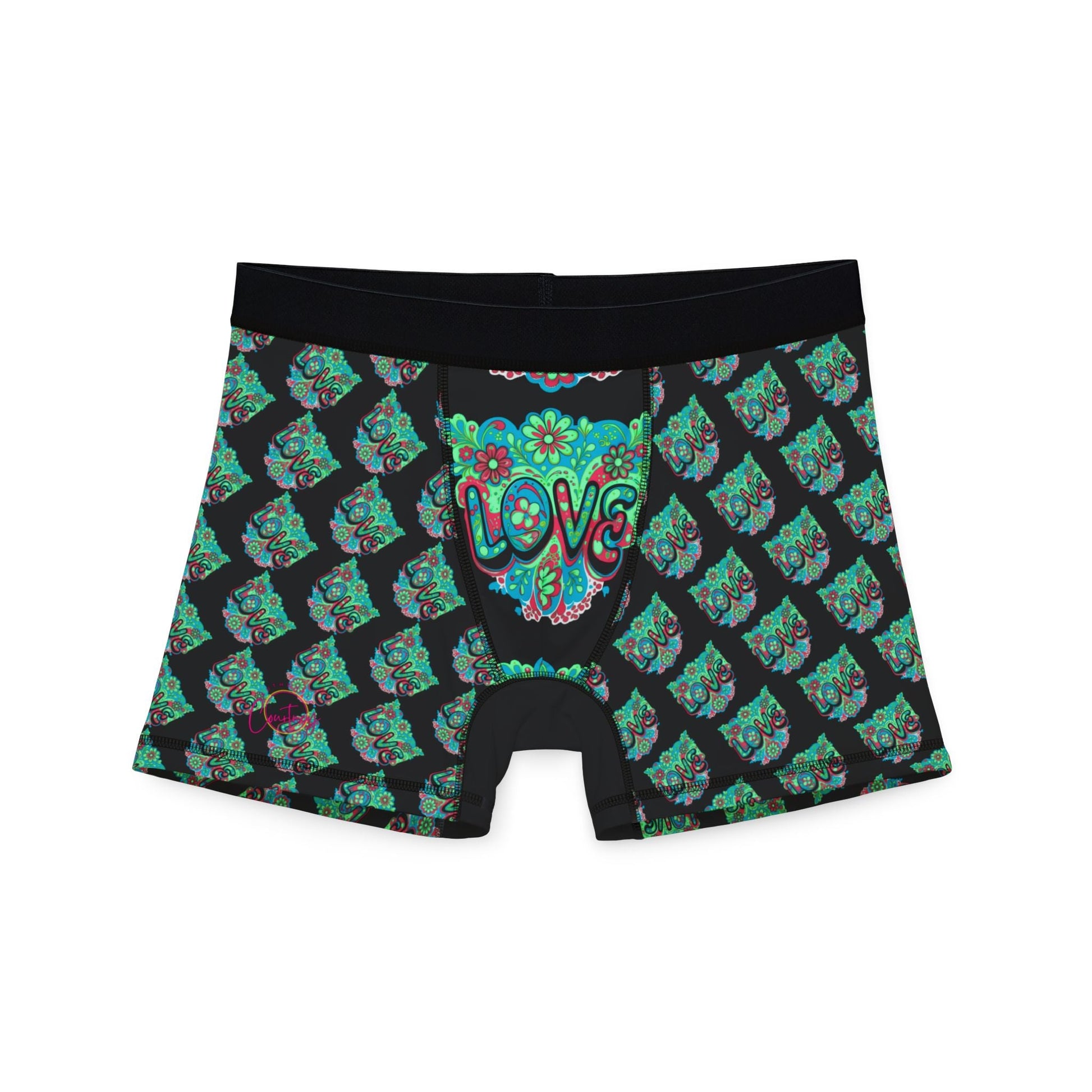 Turquoise Temple Love Boxer Briefs S / Black stitching All Over Prints