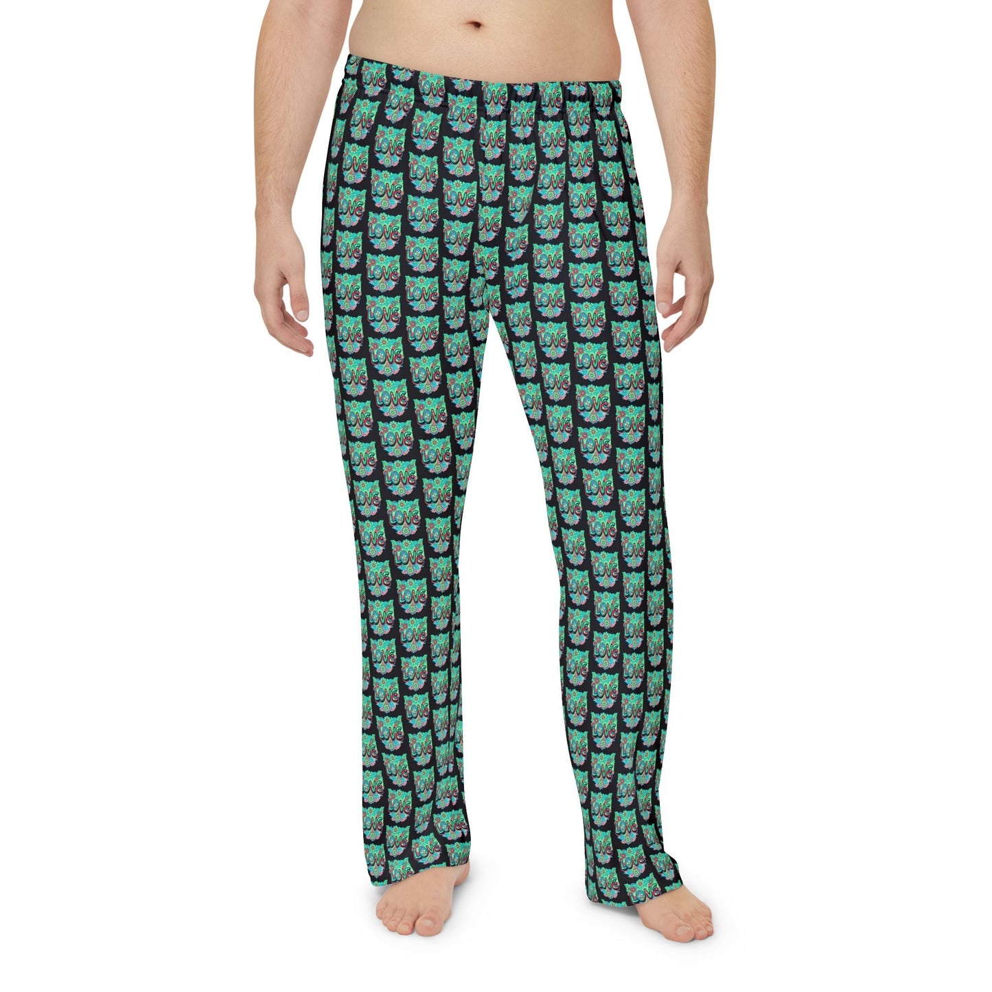 Turquoise Temple Love Lounge Pants All Over Prints