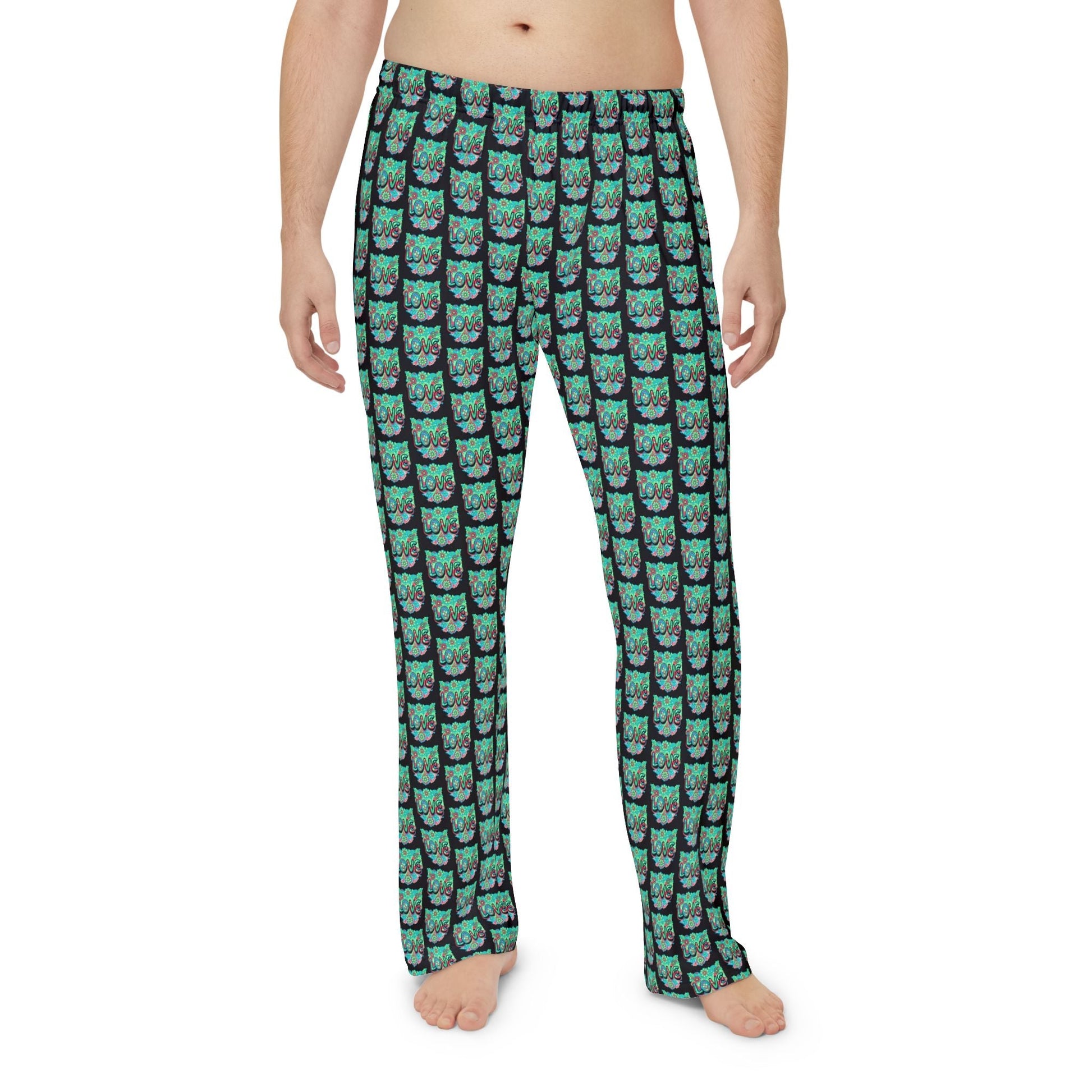 Turquoise Temple Love Lounge Pants All Over Prints