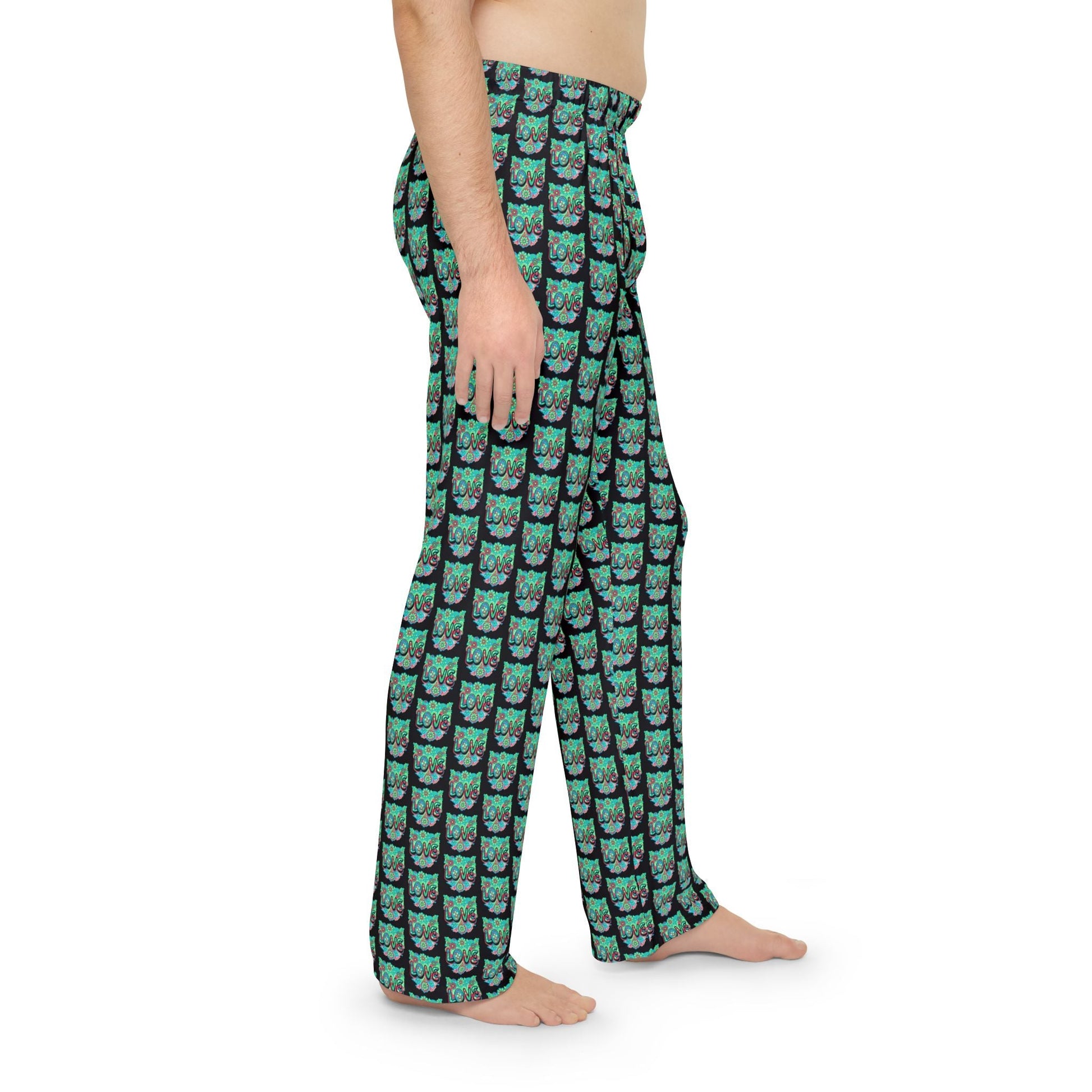 Turquoise Temple Love Lounge Pants All Over Prints