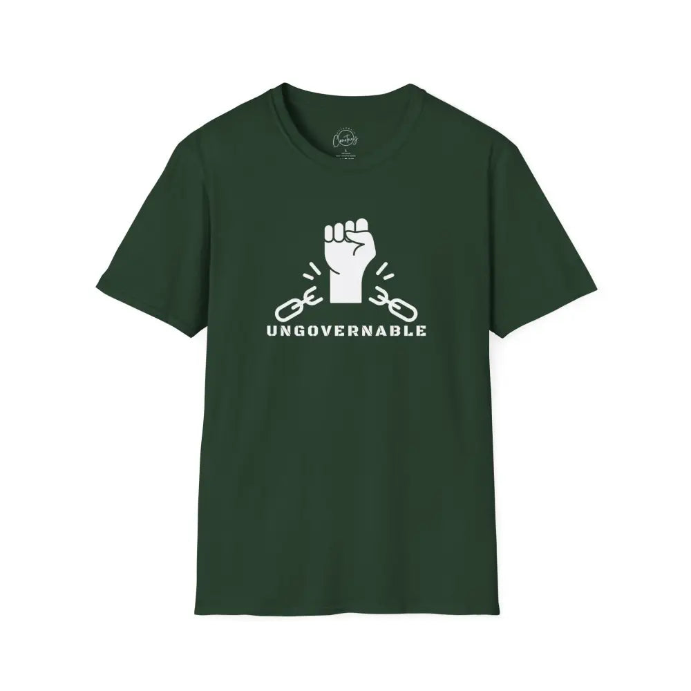 Ungovernable Fist Power T-Shirt | Rebel Strength Tee | Breaking Free Shirt - S / Forest Green - T-Shirt