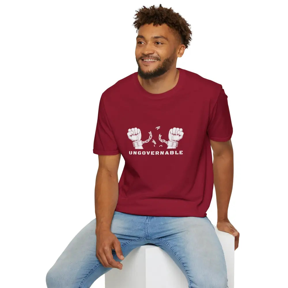Ungovernable Handcuffs Breaking Free T-Shirt | Rebel Freedom Tee | Novelty Break the Chains Shirt - T-Shirt