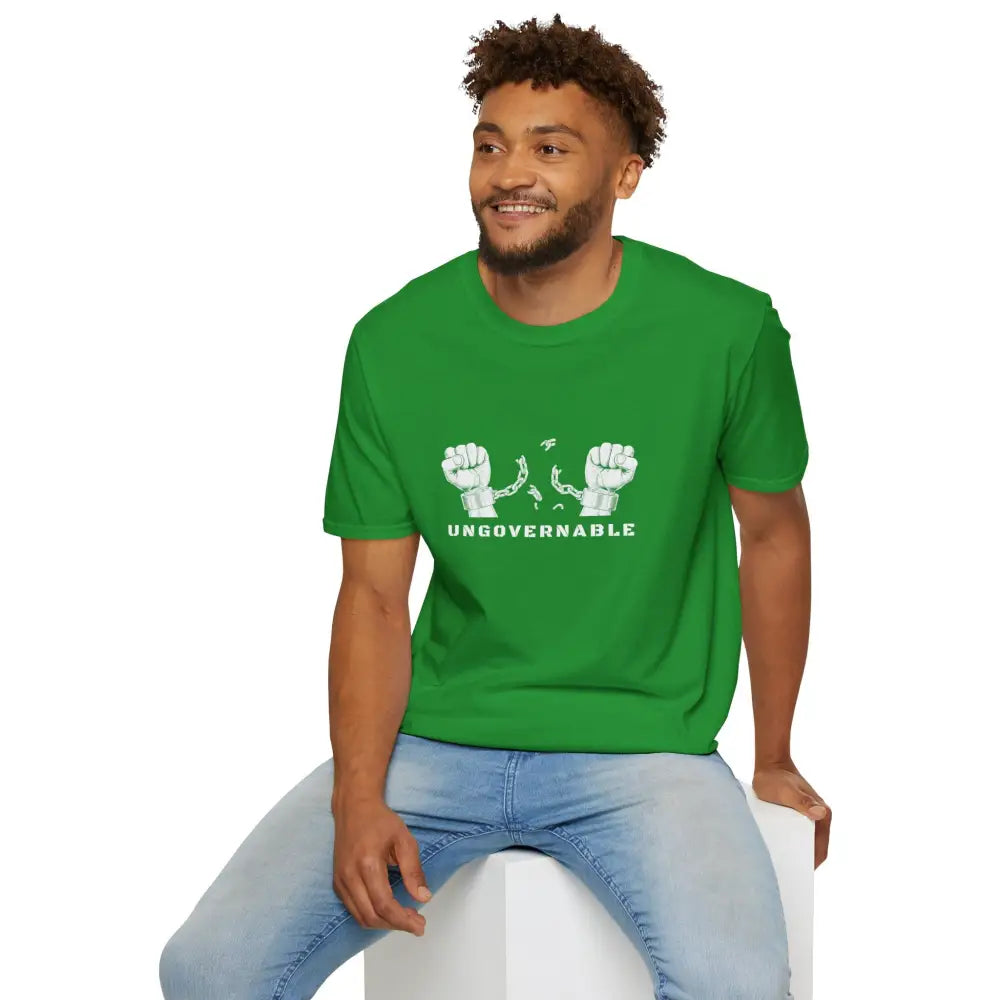Ungovernable Handcuffs Breaking Free T-Shirt | Rebel Freedom Tee | Novelty Break the Chains Shirt - T-Shirt