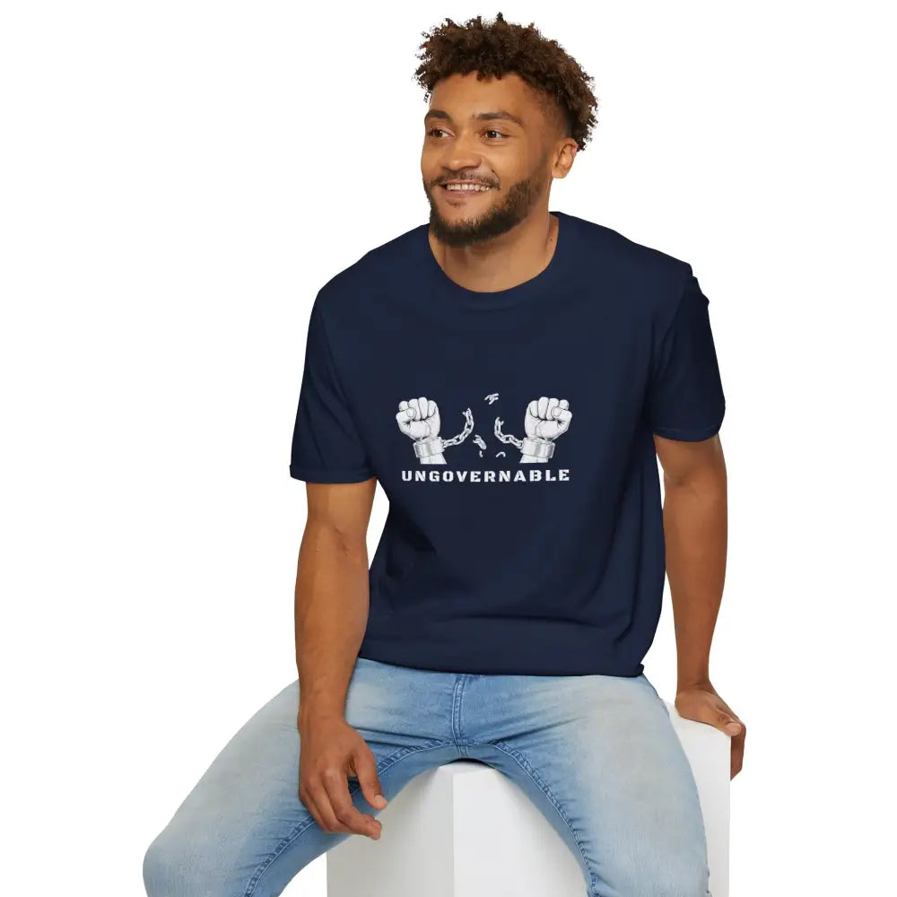 Ungovernable Handcuffs Breaking Free T-Shirt | Rebel Freedom Tee | Novelty Break the Chains Shirt - T-Shirt