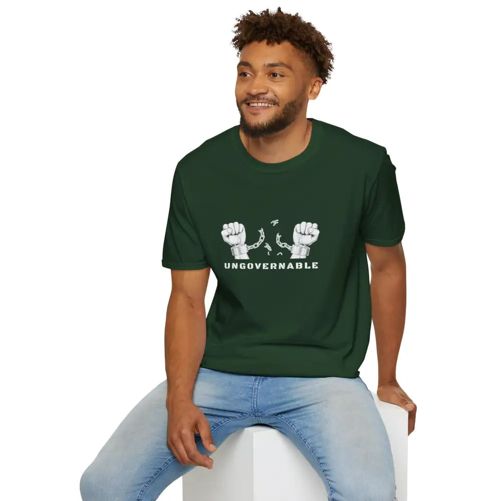Ungovernable Handcuffs Breaking Free T-Shirt | Rebel Freedom Tee | Novelty Break the Chains Shirt - T-Shirt