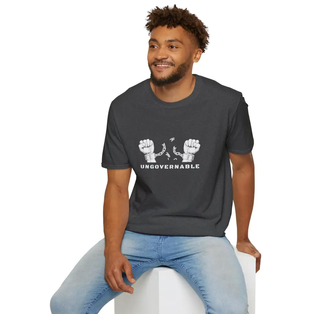 Ungovernable Handcuffs Breaking Free T-Shirt | Rebel Freedom Tee | Novelty Break the Chains Shirt - T-Shirt